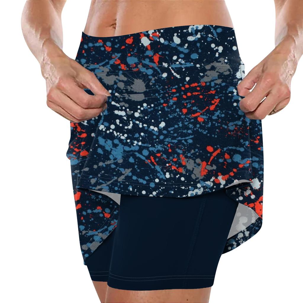 Женская юбка, эластичные брюки-кюлоты для йоги для женщин, спортивные шорты с принтом, легкие узкие однотонные бегуны с высокой талией