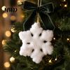 White Fluffy Hanging Decorations for Winter Party Furry Christmas Snowflake Ornament, Faux Fur Tree Decoration, Holiday Accessories Plush Topper Xmas