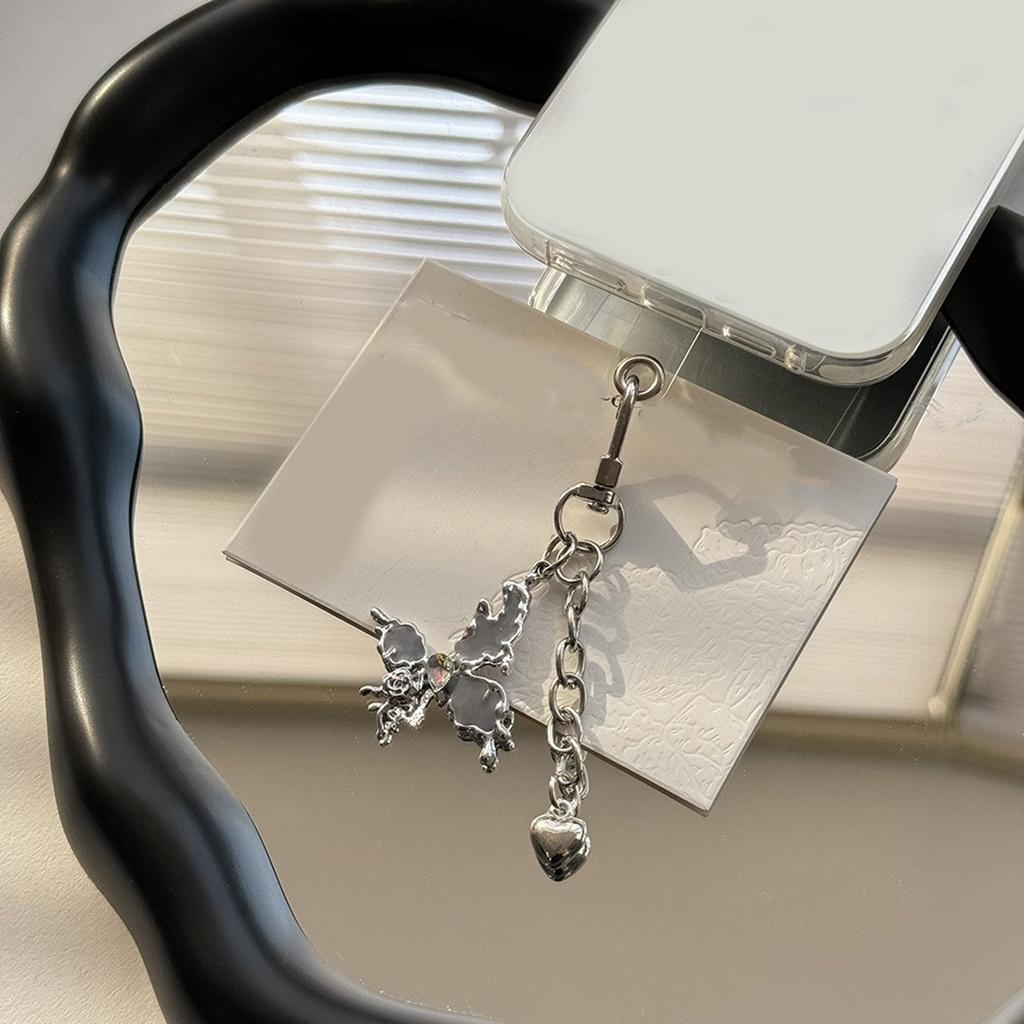 Butterfly Heart Chain Charm Keychains Sweet Cute Pendant Hangings Ornament Keyring Backpack Decoration for Women Girls