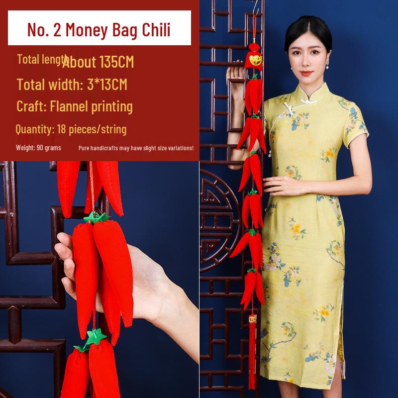 Новогодние украшения 2025 года - года Змеи: Подвески-мешочки с красным перцем чили «Фейерверк» на китайский Праздник весны