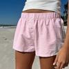 Casual Loose Stripe Button Details Summer Shorts Women Vacation Beach Outfits