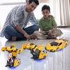 Transforming Robot Car, Stunt Car, Electric RC Car with LED Lights, 360-Degree Rotation, Model Car, Kids' Toy, Birthday, Christmas Gift (Yellow)