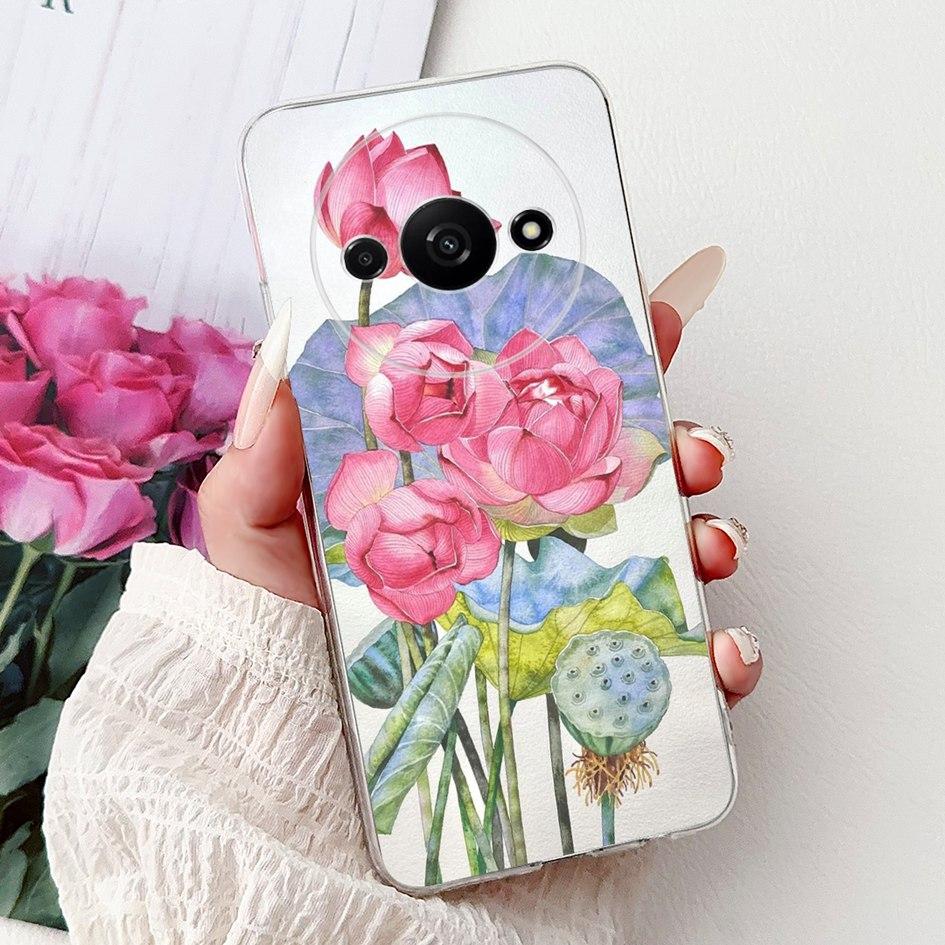 Case For Xiaomi Redmi A3 A3x Phone Cover New Stylish Flower Girls Pattern Soft Silicone Back Funda For Xiaomi Poco C61 C 61 Capa