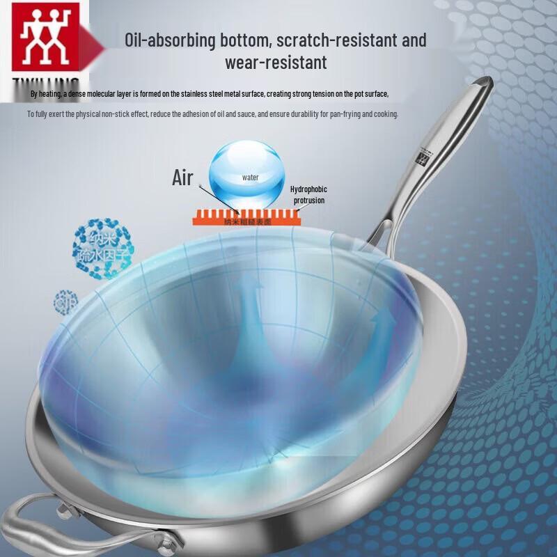 ZWILLING 42cm 5-Ply 316 Stainless Steel Wok with Lid