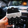 Bling Crystal Rhinestone Car Air Vent Pocket Bag Storage Box Organizer Universal Leather Car Mobile Phone Glasses Holder