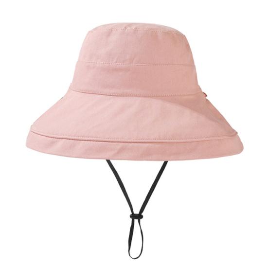 Women Summer Hat Windproof Strap Printed Large Brim Foldable Anti-UV Sun Protection Fisherman Cap Outdoor Sun Hat
