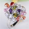 Ring Colorful Crystal Zircon Big Flower