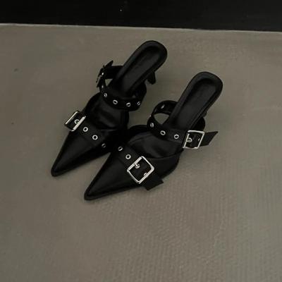 Женские летние новые простые однотонные неглубокие сандалии без застежек из искусственной кожи, водонепроницаемые, для повседневного вечернего платья, женские туфли на высоком каблуке