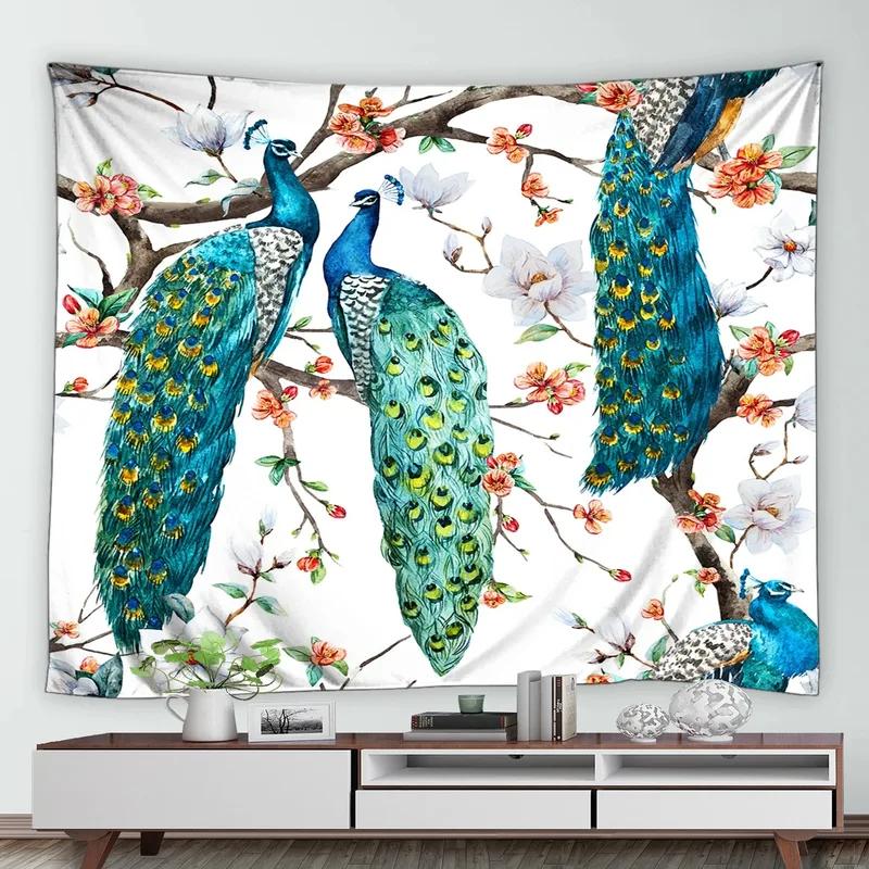 Green Peacock Decorative Tapestry Office Living Room Decor Home Wall Tapestry