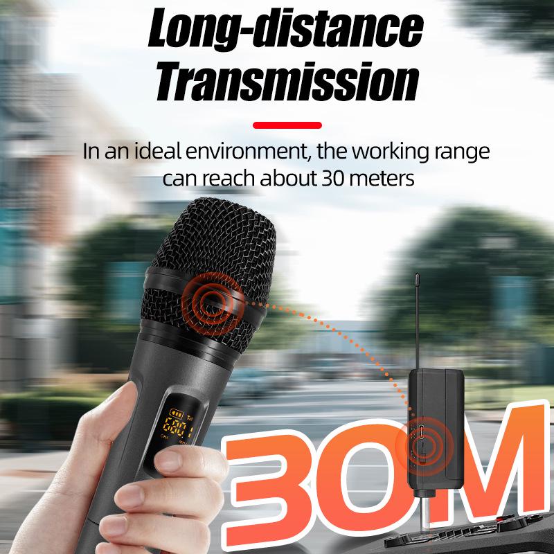 Rechargeable Dual Wireless Microphone Set for Stage, Home, KTV, Outdoor Events, and Conferences