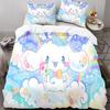 Cute Puppy Three-piece Quilt Cover Digital Printing Bedding Set Cartoon Character Bed Cover