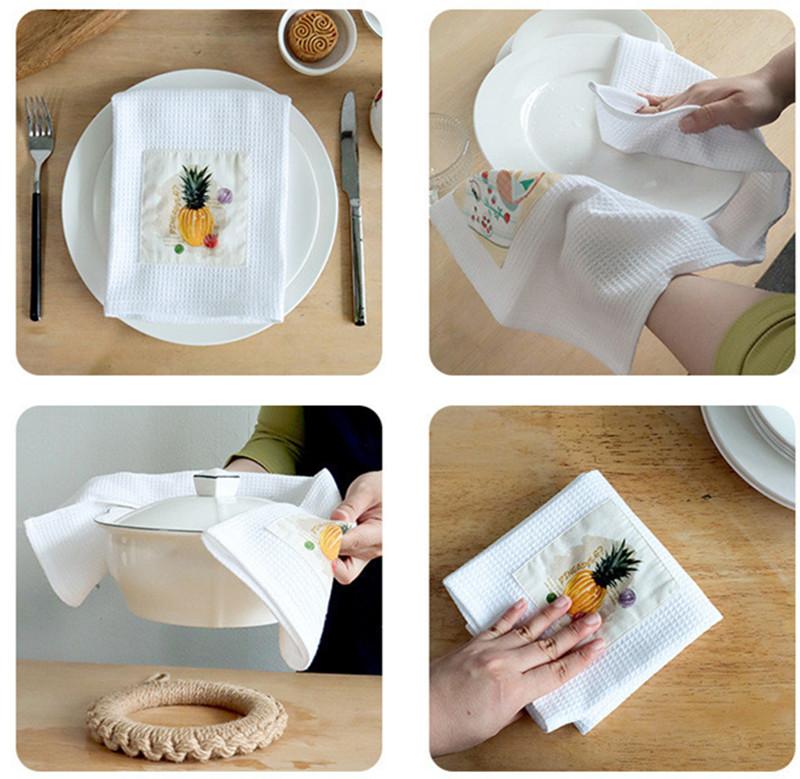 1 шт. 40x60 см белое вафельное хлопковое кухонное полотенце с нашивкой на кухонном столе салфетка для рождественской вечеринки подарок украшение