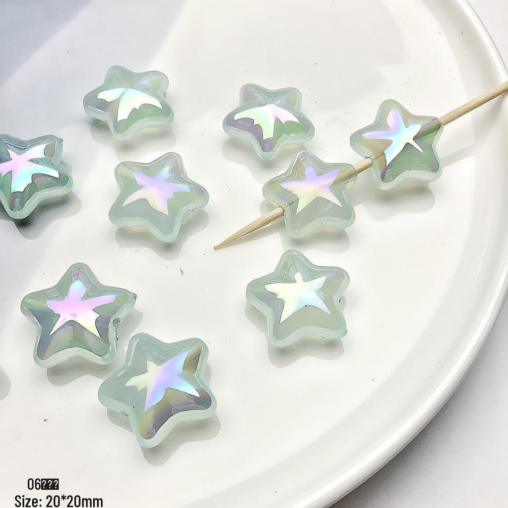 Green Series Hand-Painted Acrylic Beads for DIY Jewelry Making