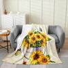 Spring Gnome Throw Blanket,Yellow Sunflowers Fleece Flannel Blanket for Toddler,Floral Truck Fuzzy Blanket,Lovely Bee GnomeDwarf