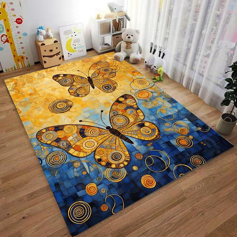 Colorful Abstract Butterfly and Swirl Pattern Carpet for Home Decor Suitable for use as an anti-slip for living room bedroom sofas