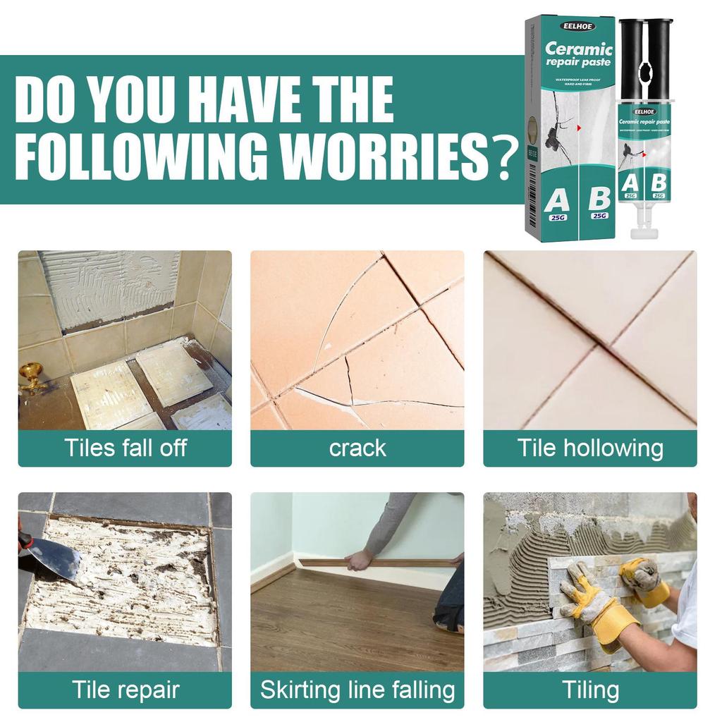Набор пасты для ремонта плитки Набор пасты для ремонта плитки Заполнитель для плитки Универсальный акриловый средство для заделки трещин Сверхпрочный набор Ремонт ванны