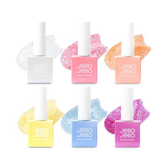 Jello Jello Glitter Gel Nail Polish Tweedy Sugar Color Edition 6 Color Set, KBeauty, Premium Gel Nail, Korean Cosmetics, Sample