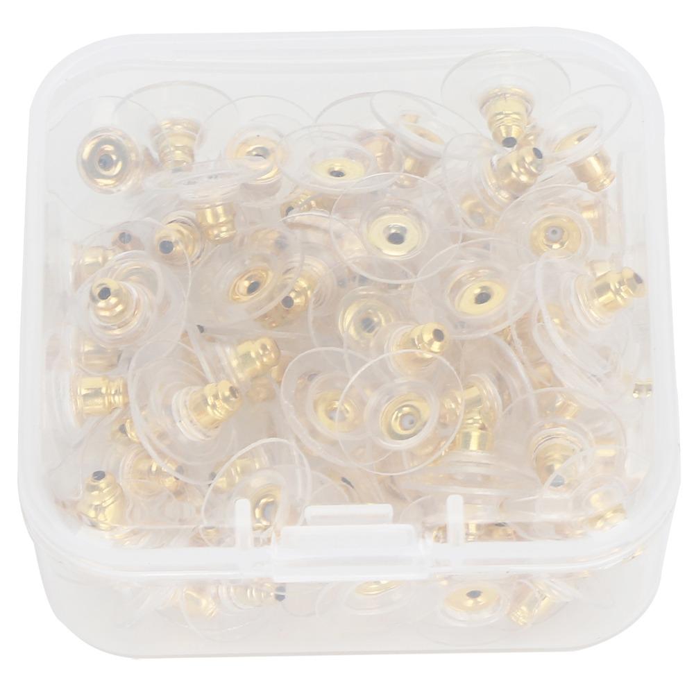100pcs Earring Torus Plastic Earring Backs Gold With Pad Pierced Earring Backing Soft Clear Earring Backing Stoppers Posts