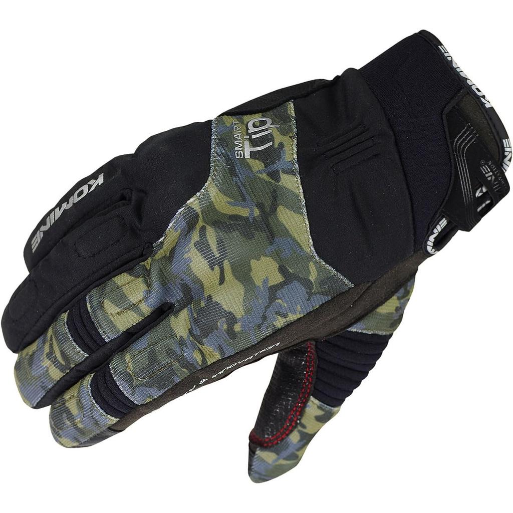 KOMINE Motorcycle Protective Winter Size L Cold Stretch for and Spring Gloves, Black/Camouflage, (GK-818 1136), Waterproof, Protection, Material,