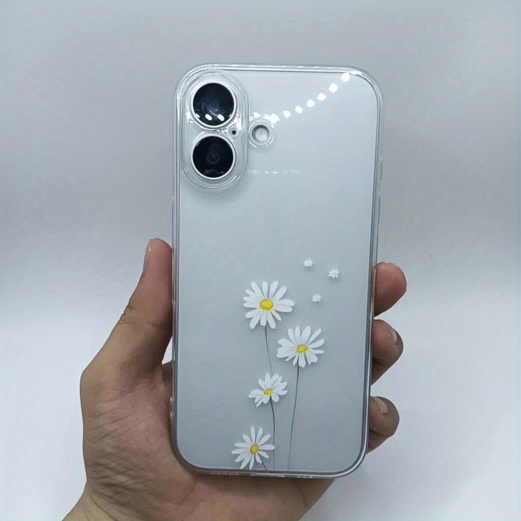 Fresh daisy transparent phone case suitable for iPhone 17 16 15 14 13 12 11 Pro/Max/Plus anti drop and shockproof back cover