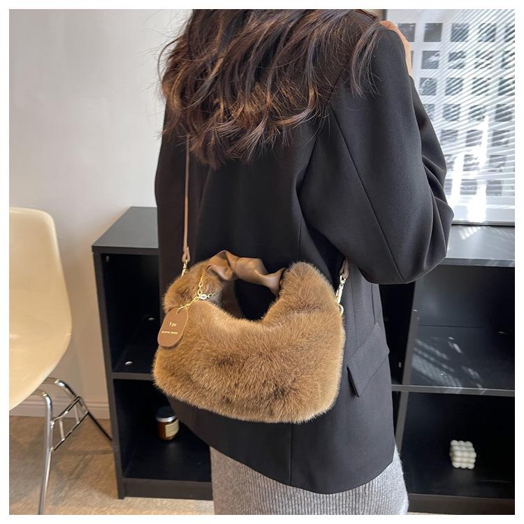 Mink-style Pleated Plush Handbag & Crossbody Bag for 2025