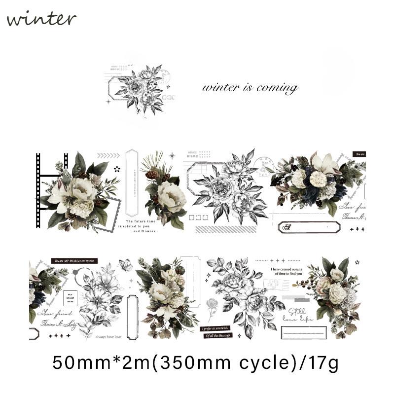 30mm/50mm*2m PET Tapes Flowers Stickers 35cm Cycle Collage Photo Album Decor Junk Journal DIY Scrapbooking Supplies