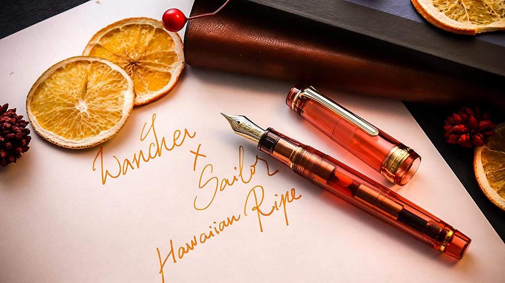 WANCHER Limited Edition Fountain Pen SAILOR Original Professional Gear Hawaiian Ripe 21K Gold Fountain Pen Special Medium [Wancher Edition] (M Nib)
