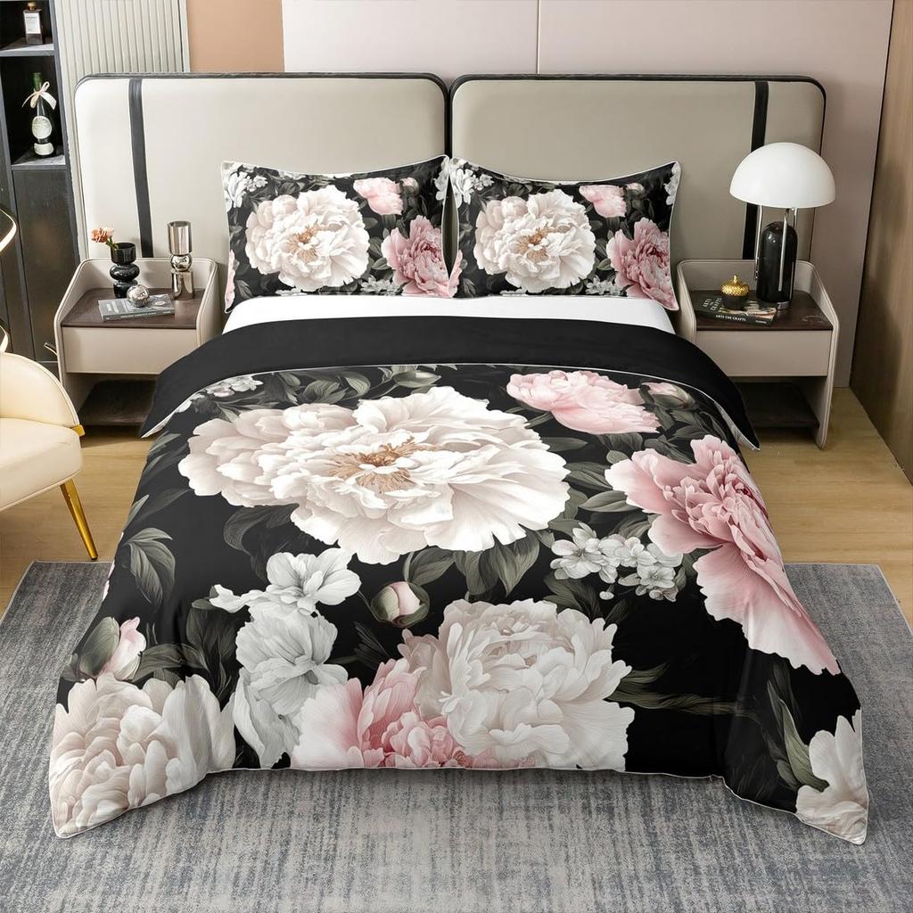 Пододеяльник Квин с цветочным принтом для подростков и взрослыхРетро цветы листья Покрывало для одеялаНабор постельного белья с масляной живописьюСадовая дикая природа Постельный набор