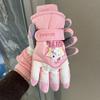Детские лыжные перчатки Зимние для девочек Бархатные Утепленные Теплые и Ветрозащитные Пятипалые Мультяшные Милые Студенческие для катания
