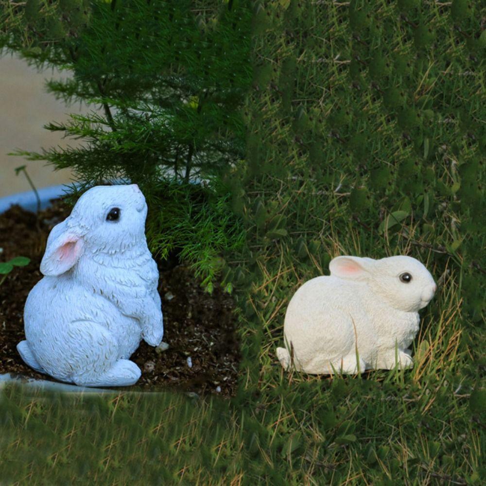 3pcs Cute Bunny Figurines Lovely Miniature Rabbit Statue Crafts Animal Sculptures Cabinet