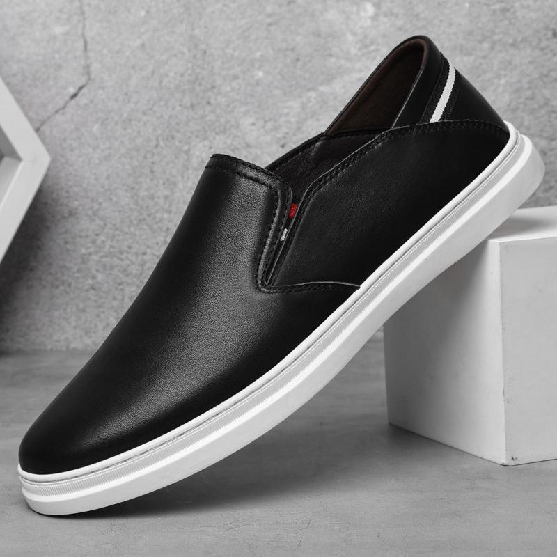 Lightweight Summer Men Casual Shoes Genuine Leather Male Luxury White Sneakers Brand Slip-on Men Loafers Breathable Men's Shoes