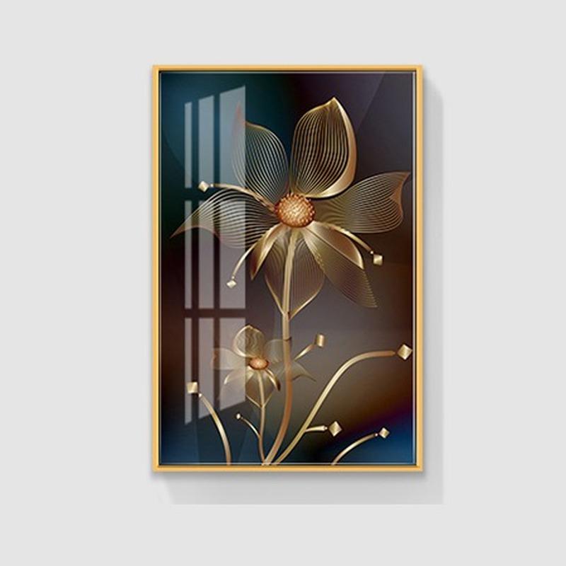 Abstract Black Golden Flower Luxury Poster Nordic Art Plant Leaf Canvas Painting Modern Wall Picture for Living Room Decor