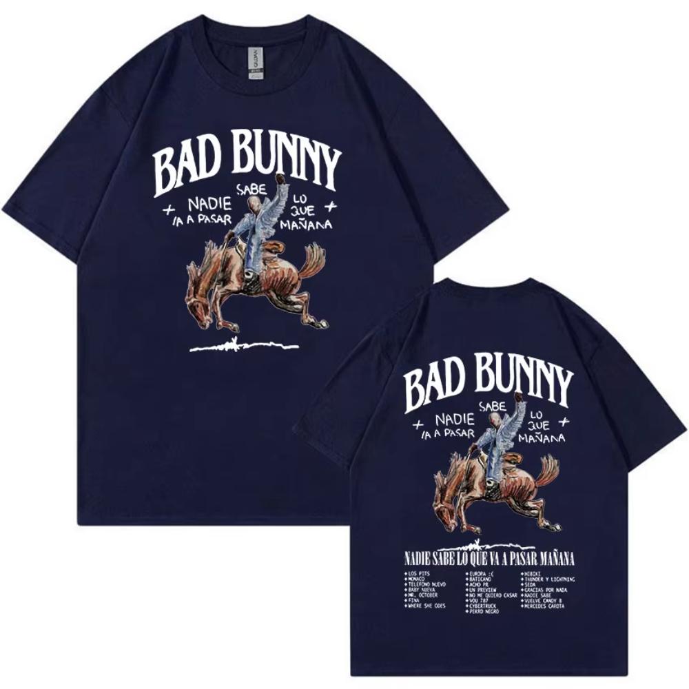 Bad Bunny Most Wanted Tour T Shirts Nadie Sabe Lo Que Va Pasar Manana Hip Hop Clothing Tshirt Men Vintage Cotton Tee
