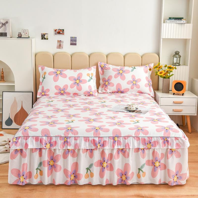 Новая хлопковая юбка-кровать с корейским принтом, хлопковая юбка-кровать, покрывало, одноместное, двойное, предметы домашнего обихода