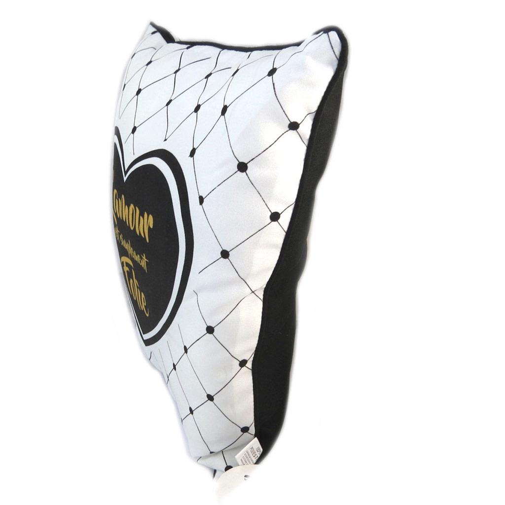 Les Trésors De Lily [P2966] - Designer Cushion 'Messages' White Black Gold (Love Is Simply Madness) - 30 Cm