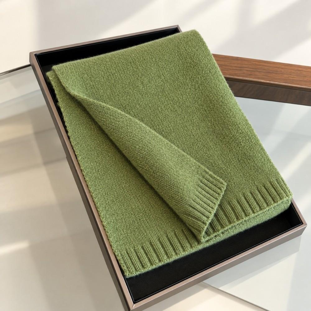 Skin-Friendly Pure Wool Scarf Solid Color Knit Neck Warmer Warm Winter Scarf Winter Daily Wear