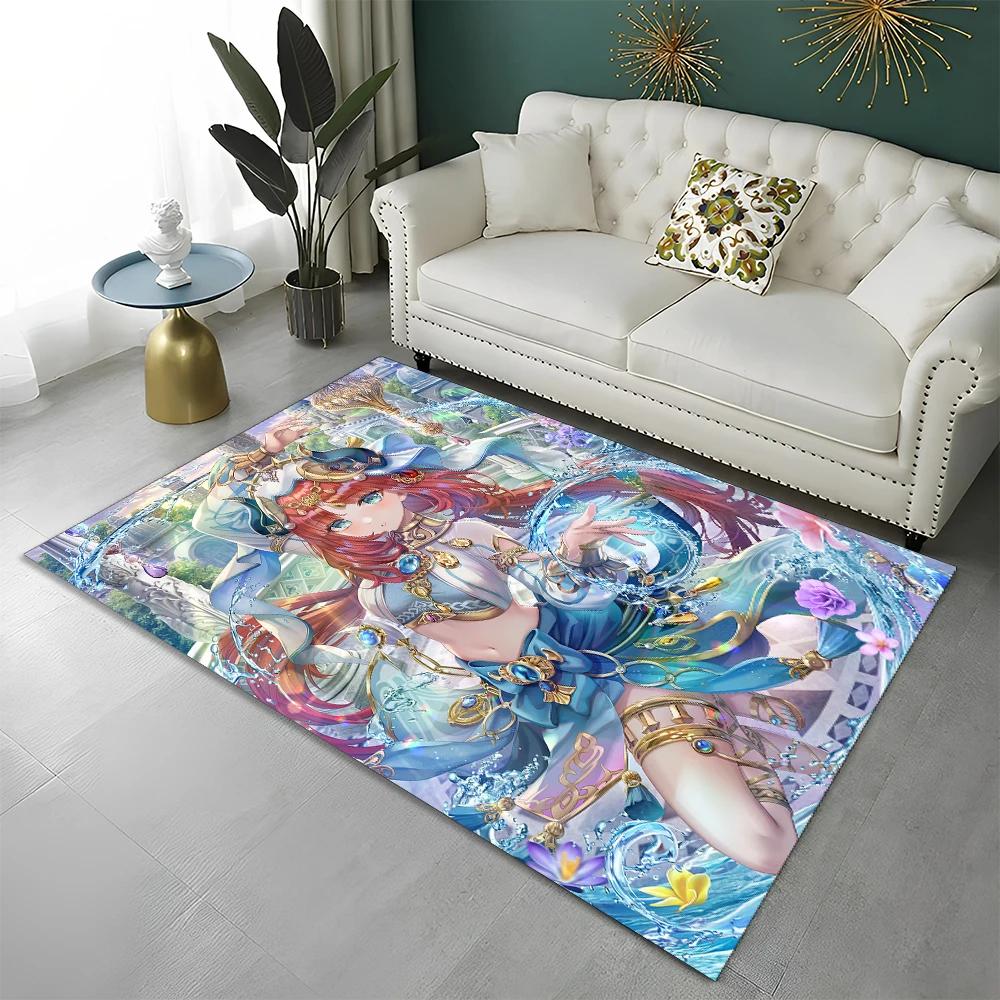 Game Genshin Impact Gamer Cartoon Carpet Rug for Home Living Room Bedroom Sofa Doormat Decor,Child Area Rug Non-slip Floor Mat