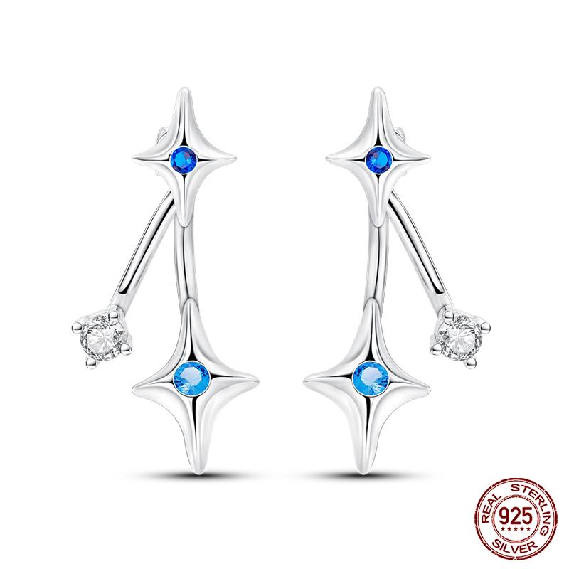 100% 925 Silver Earrings For Women Colorful Zircon Star Butterfly Devil's Eye Pendants Earrings Elegant Party Jewelry