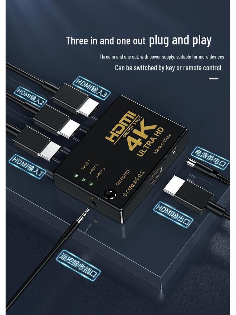 Переключатель HDMI 4K с пультом дистанционного управления: 5 в 1 выход, 3 в 1 выход, Конвертер высокого разрешения