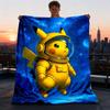 1pc Pikachu Astronaut Outdoor Flannel Blanket, Lightweight Warm Cozy for Travel Camping Office Soft Polyester Fabric
