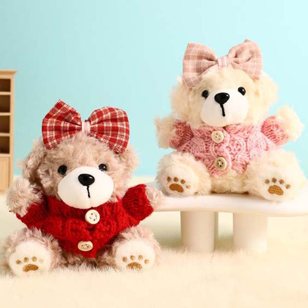 School Bag Decor Bow Sweater Bear Keychain Stuffed Animal Pendant Men Women