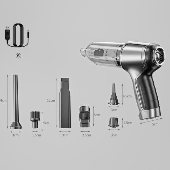 Автомобильный пылесос с мощностью всасывания 95000 PA, бесщеточный мотор, портативный, беспроводной, 7 в 1, высокая мощность