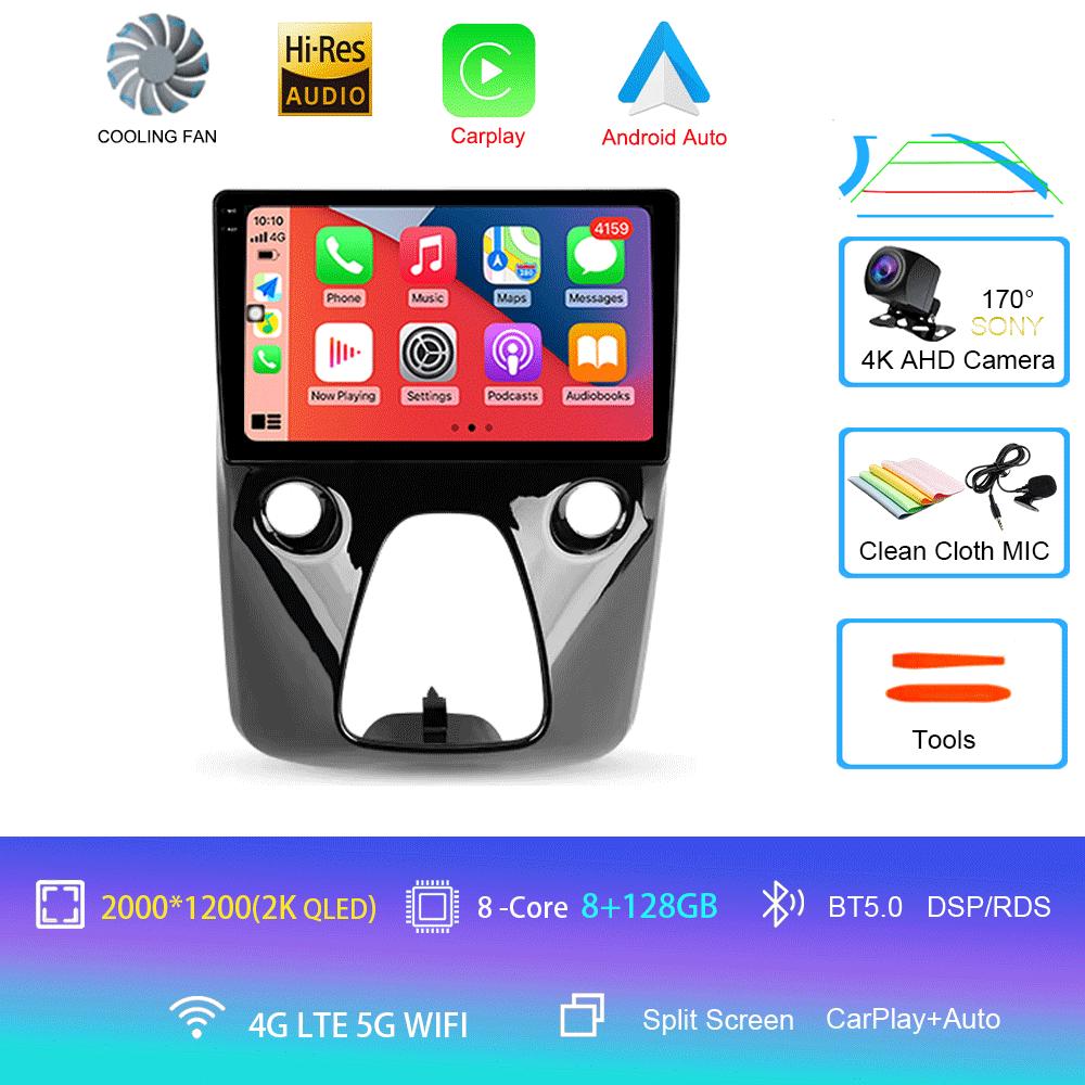 Автомобильное радио Android 14 для Toyota Aygo Peugeot 108 Citroen C1 2016 - 2020 Авто Мультимедийный Плеер Стерео 4G WIFI Carplay 360 Камера