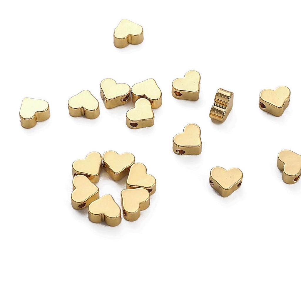 10pcs Copper Heart Beads Charm for Bracelet Earring Necklace DIY Jewelry Making