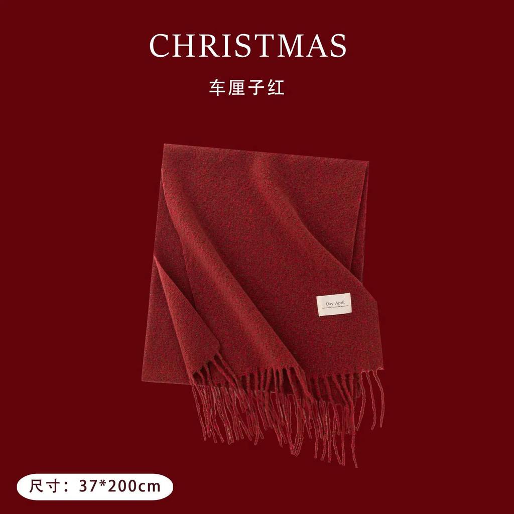 Christmas Red Checkered Scarf, Winter Versatile Scarf Women's High-end Scarf Korean Style Cold Resistant and Warm Shawl