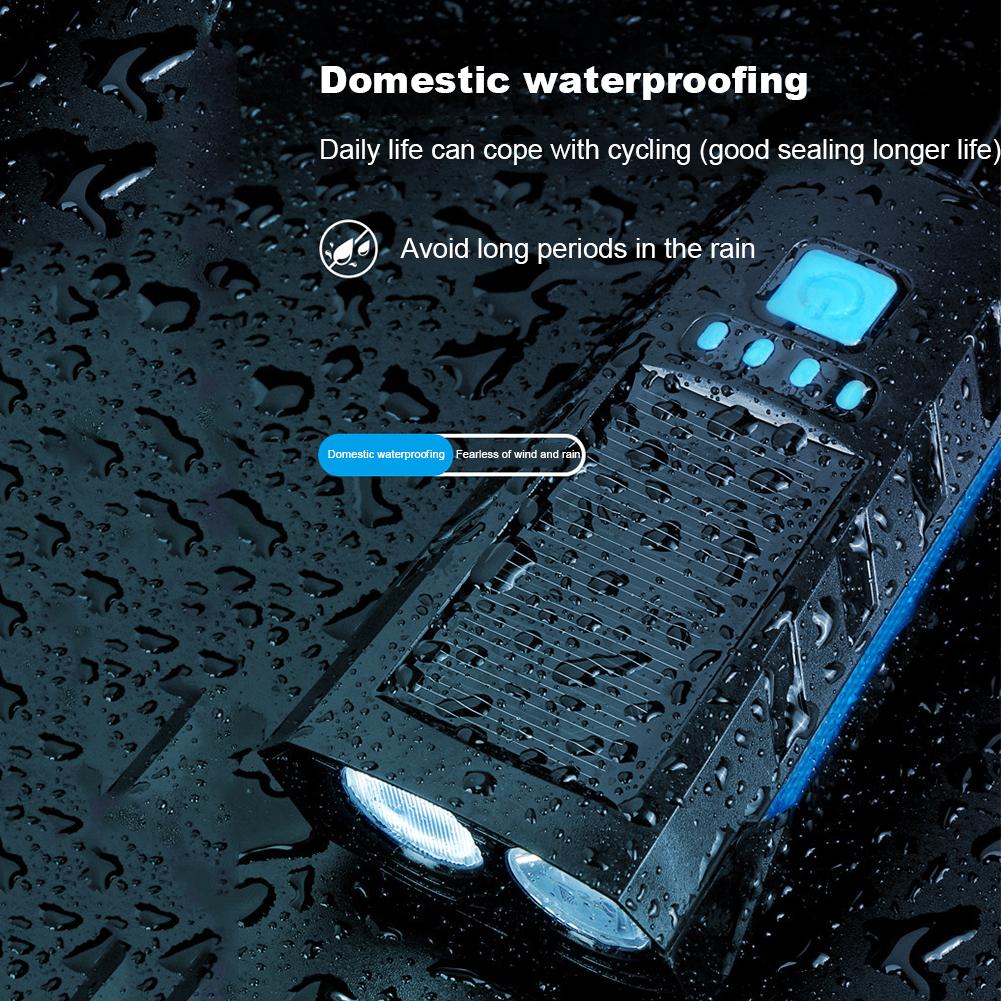 Велосипедная фара на солнечной энергии со звуковым сигналом 130 дБ, светодиодный велосипедный фонарь, индикация заряда, дальний свет, велосипедный фонарик, велосипедные аксессуары