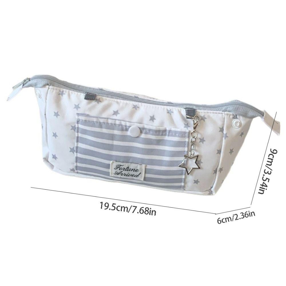 Striped Pencil Storage Bag Large Capacity Pen Organizer Trendy Zipper Stationery Pouch  Children
