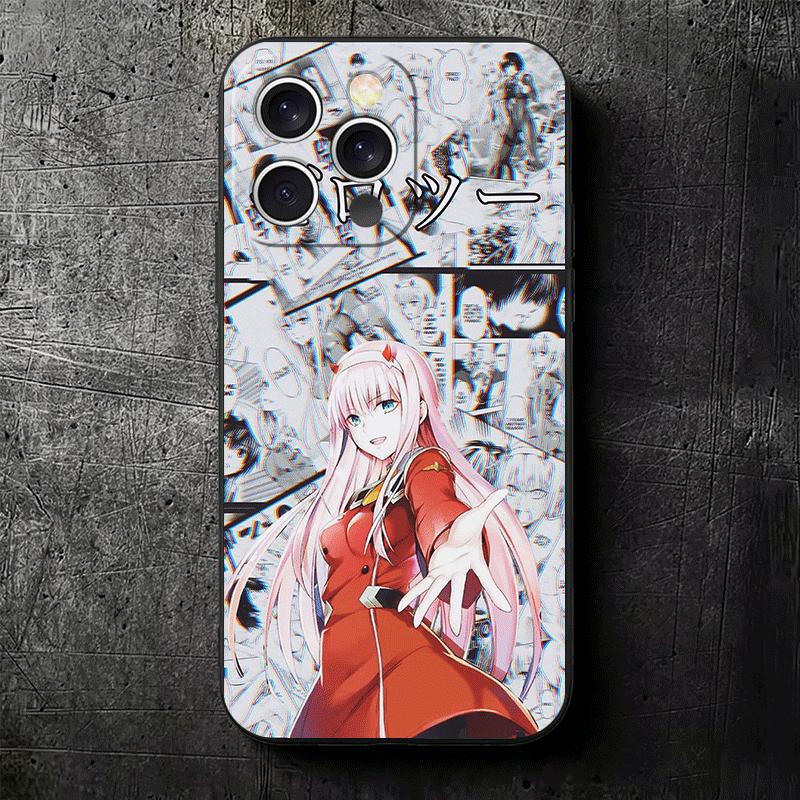 Дорогая Зеро Ту 02 Аниме Мягкий Чехол для Телефона для iPhone 16 16E 17 Air 15 Pro Max 14 Plus 13 Mini 11 12 7 Черный Чехол Задняя Панель