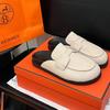 Кожаные Birkenstocks для женщин, новые весенние на платформе, с пробковой подошвой, полусапожки-шлепанцы Birkenstocks для ношения на улице.