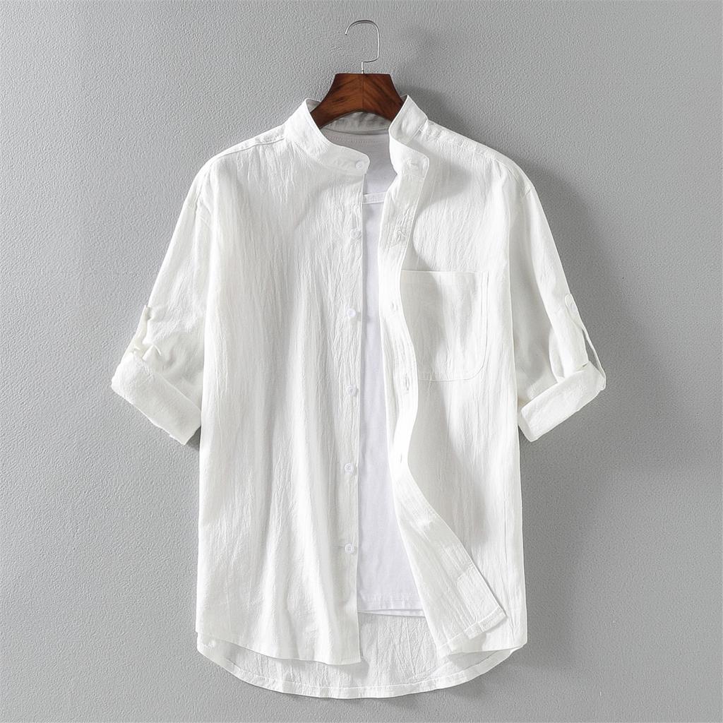 Men's Casual Cotton Linen Short-Sleeve Shirt - Summer Loose Fit Top